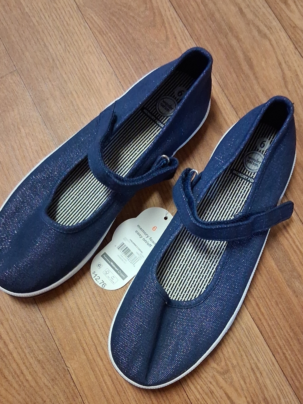 Navy Blue Mary Jane Slip-On Flats - Women's Comfortable Casual Shoe